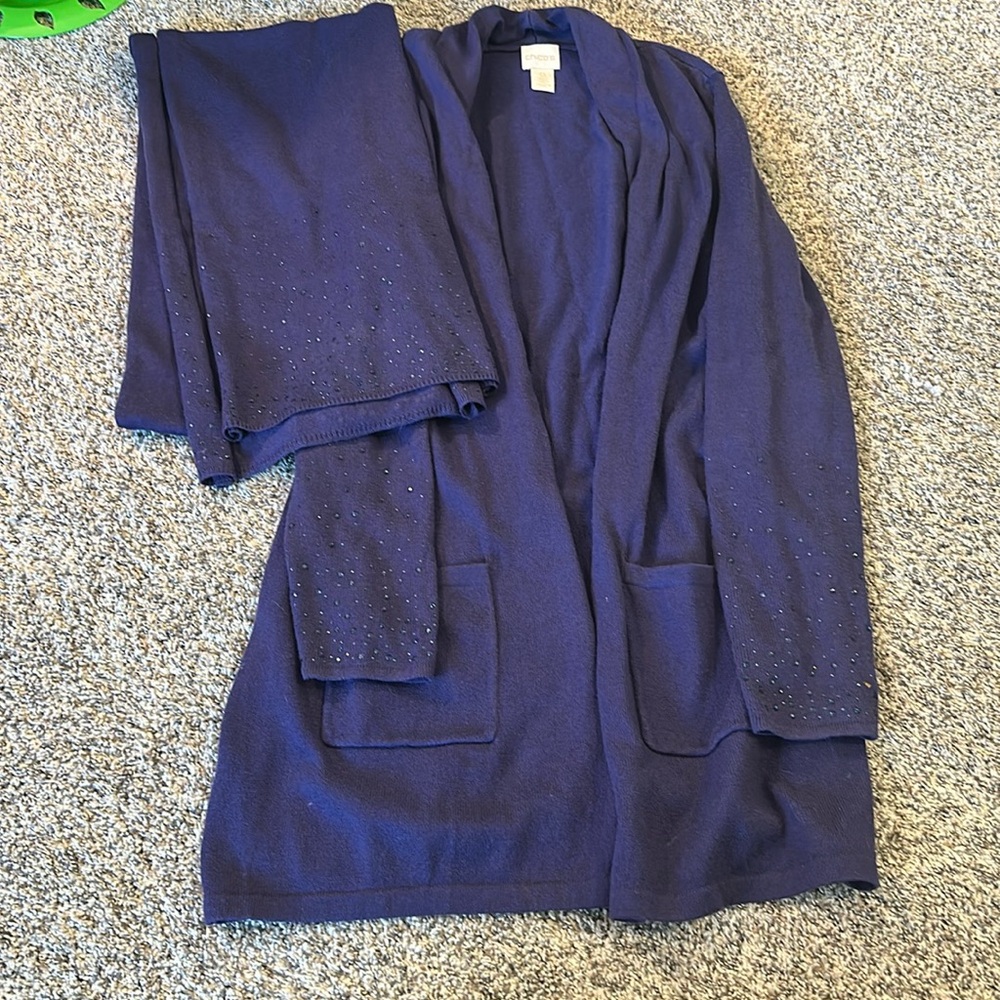 Chico’s Scarf and Cardigan Set